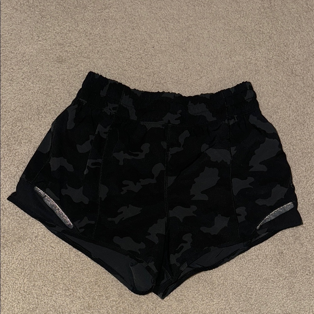 ASRV Black and Gray Athletic Shorts with Reflective Detail
